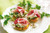 Smashed Potatoes with Garlic, Herb Cheese and Prosciutto
