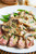 Mushroom and Peppercorn Crusted Steak in a Creamy Brie Mushroom Sauce