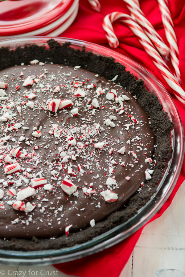 CHOCOLATE PEPPERMINT GANACHE PIE w/ recipe below
