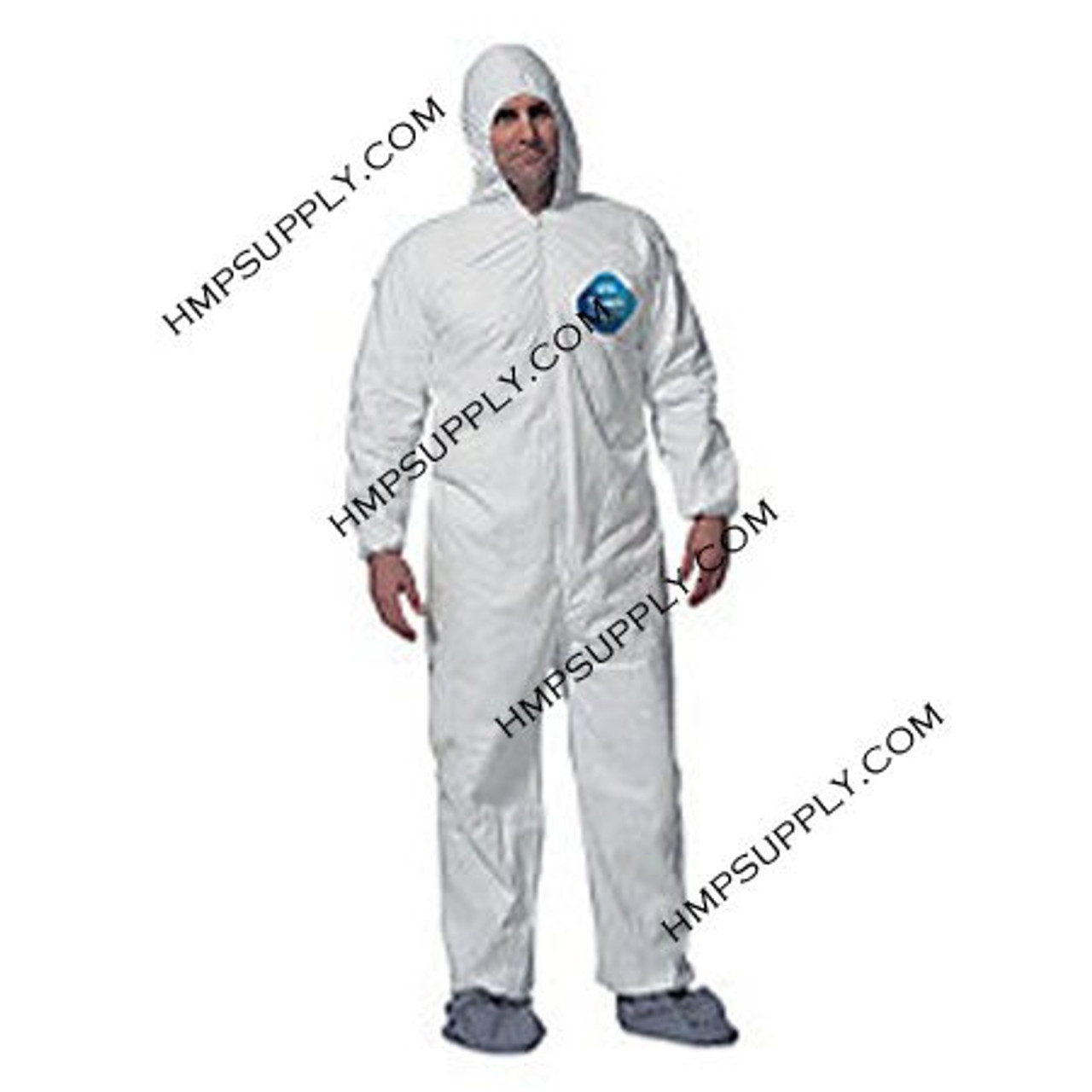 TY 122SWHXL DuPont Tyvek Coveralls, Elastic Wrists, Hood, Boots, XL, 25/Case