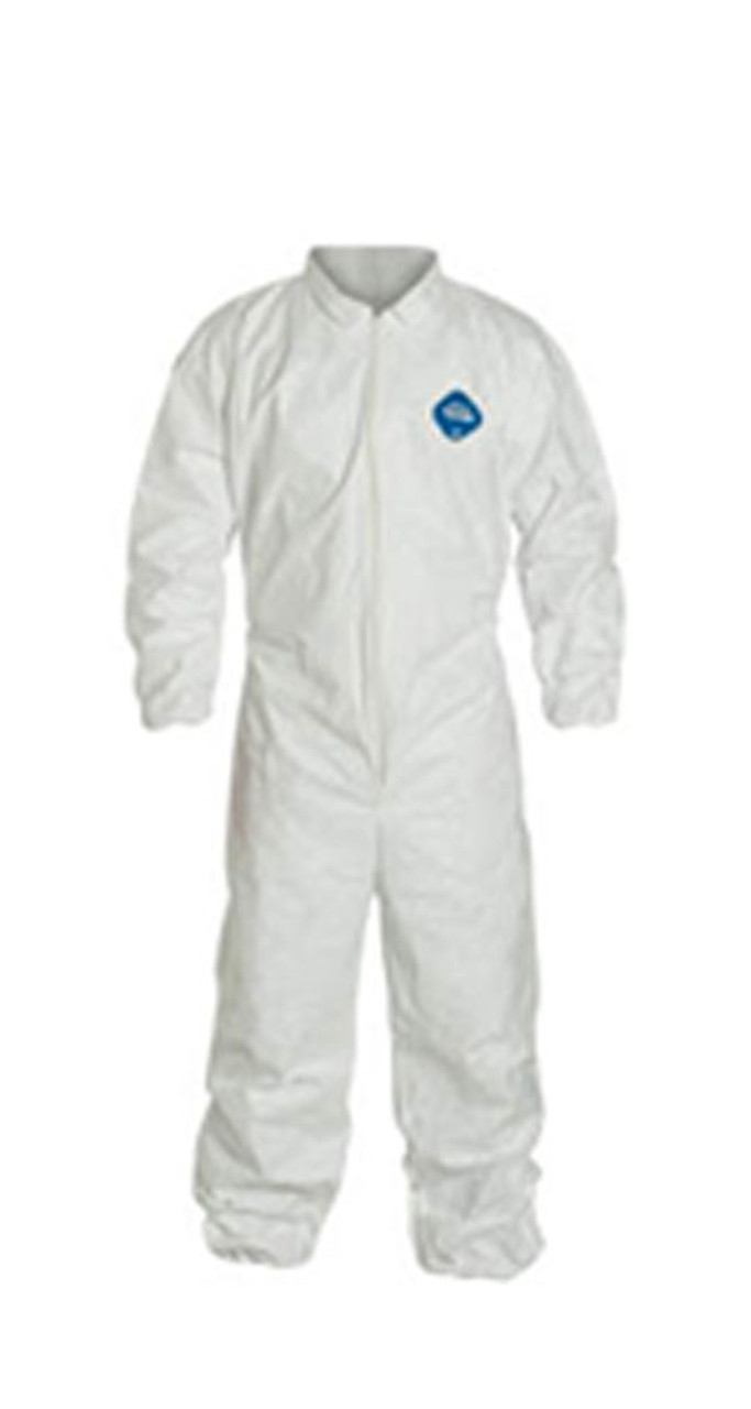 TY 125SW3X DuPont Safespec Series Tyvek Coveralls, Collared, Elastic Wrists and Ankles, 3XL, 25/Case