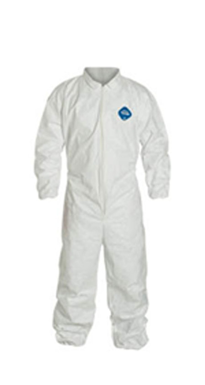 TY 125SWHMD DuPont Safespec Series Tyvek Coveralls, Collared, Elastic Wrists and Ankles, Medium, 25/Case