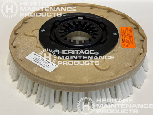 PB 7517 / 99751710 13" .016" Soft Nylon Disc Scrub Brush for Minuteman E26, ES26 Eco, H26, Phoenix 26, and ER26 (E Ride 26) Disc Brush Model Floor Scrubbers.  Special duty .016" Nylon filaments are used for light scrubbing on specialized flooring including newer epoxy painted flooring, rubber flooring, polished concrete, tile and other surfaces which require a non-abrasive brush. Equivalent to Light Medium Duty Scrub Brush.  Splined center drive with 6 locking "fingers". 13" brush block diameter. Fits Minuteman E26, H26, Phoenix 26 walk behind scrubbers and Minuteman Power Boss Admiral 26 and E Ride 26 disc brush model riding floor scrubbers. Will not fit Phoenix 28XL and Admiral 28 Plus (use PB 3313135), Two disc brushes required. Priced Each. Replaces Hako 7517, Minuteman 99751710, 7517. Our Part Number HK 7517, PB 7517