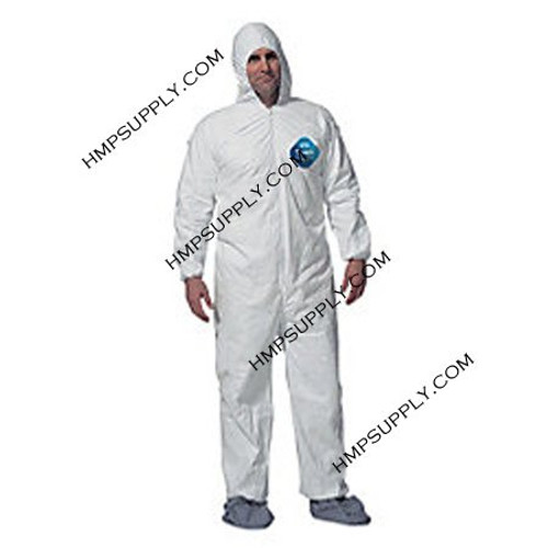 TY 122SWH2X DuPont Tyvek Coveralls, Elastic Wrists, Hood, Boots, 2XL, 25/Case
