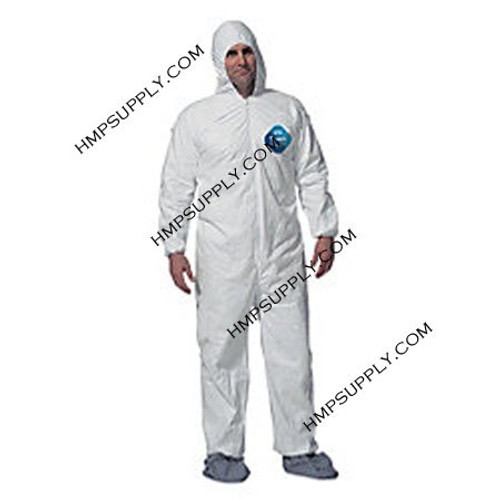 TY 122SWH4XL DuPont Tyvek Coveralls, Elastic Wrists, Hood, Boots, 4XL, 25/Case