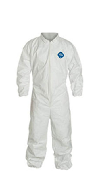 TY 125SW3X DuPont Safespec Series Tyvek Coveralls, Collared, Elastic Wrists and Ankles, 3XL, 25/Case