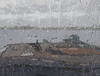 Image of a painting of the Whitney Museum in the rain.