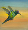 'Sunset Hummingbird' by Clay Vorhes, a captivating oil-on-panel masterpiece at Skidmore Contemporary Art