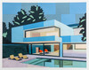 'Carrara House' by Andy Burgess, a compelling 2024 hybrid screenprint, showcased at Skidmore Contemporary Art in Palm Desert