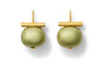 Pebble Pearl Earrings featuring Lily Pad mother of pearl Pebble Pearls with a lustrous lacquered finish, suspended from handcrafted shepherd's hooks in polished 14-karat gold over brass or sterling silver.
