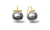 Pebble Pearl Earrings featuring Gray mother of pearl Pebble Pearls with a lustrous lacquered finish, suspended from handcrafted shepherd's hooks in polished 14-karat gold over brass or sterling silver.