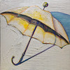 Clay Vorhes, Yellow Umbrella, 2015, Oil on canvas, 24" x 24"