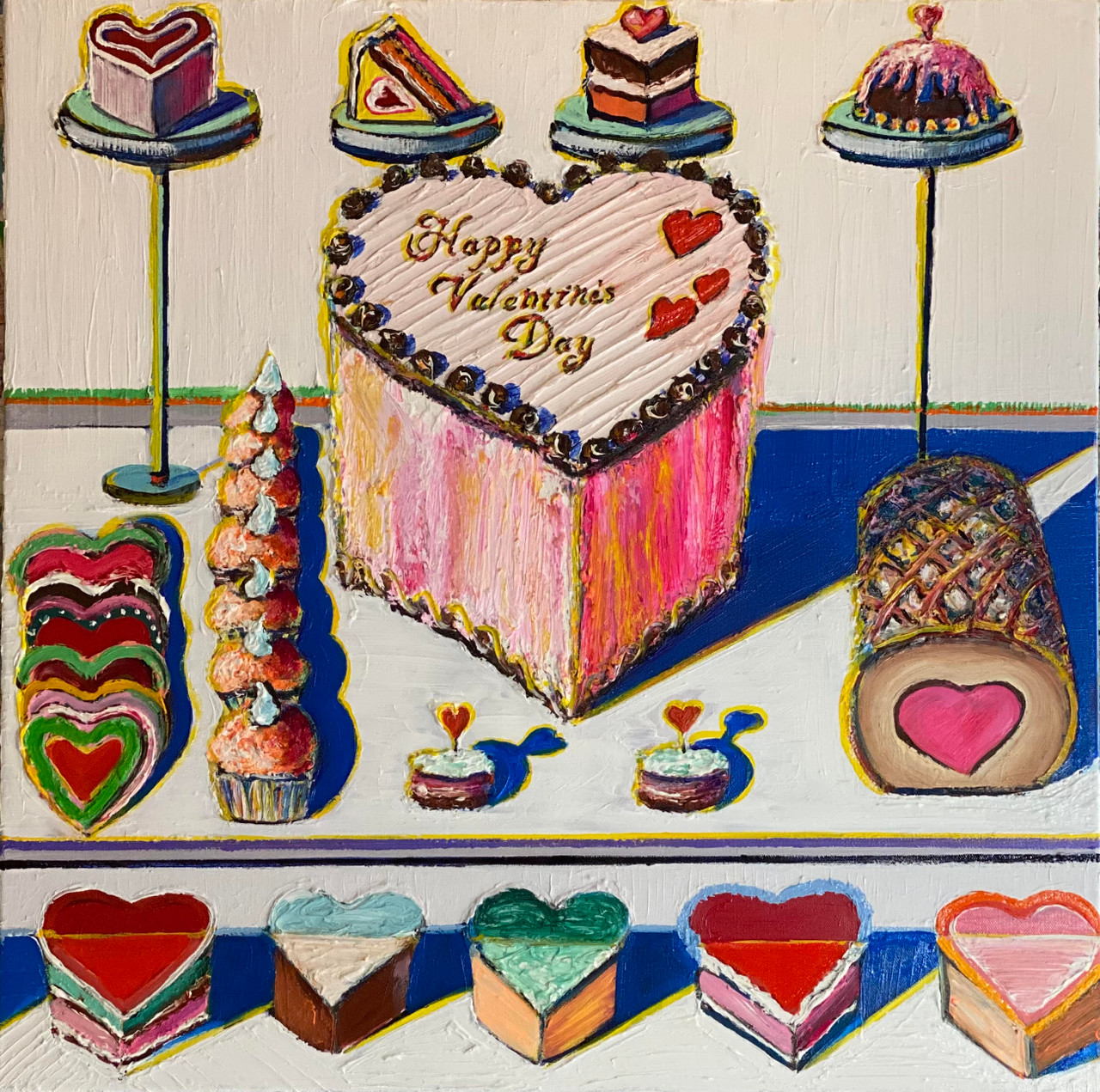 Painting of cakes and treats Valentine's Day