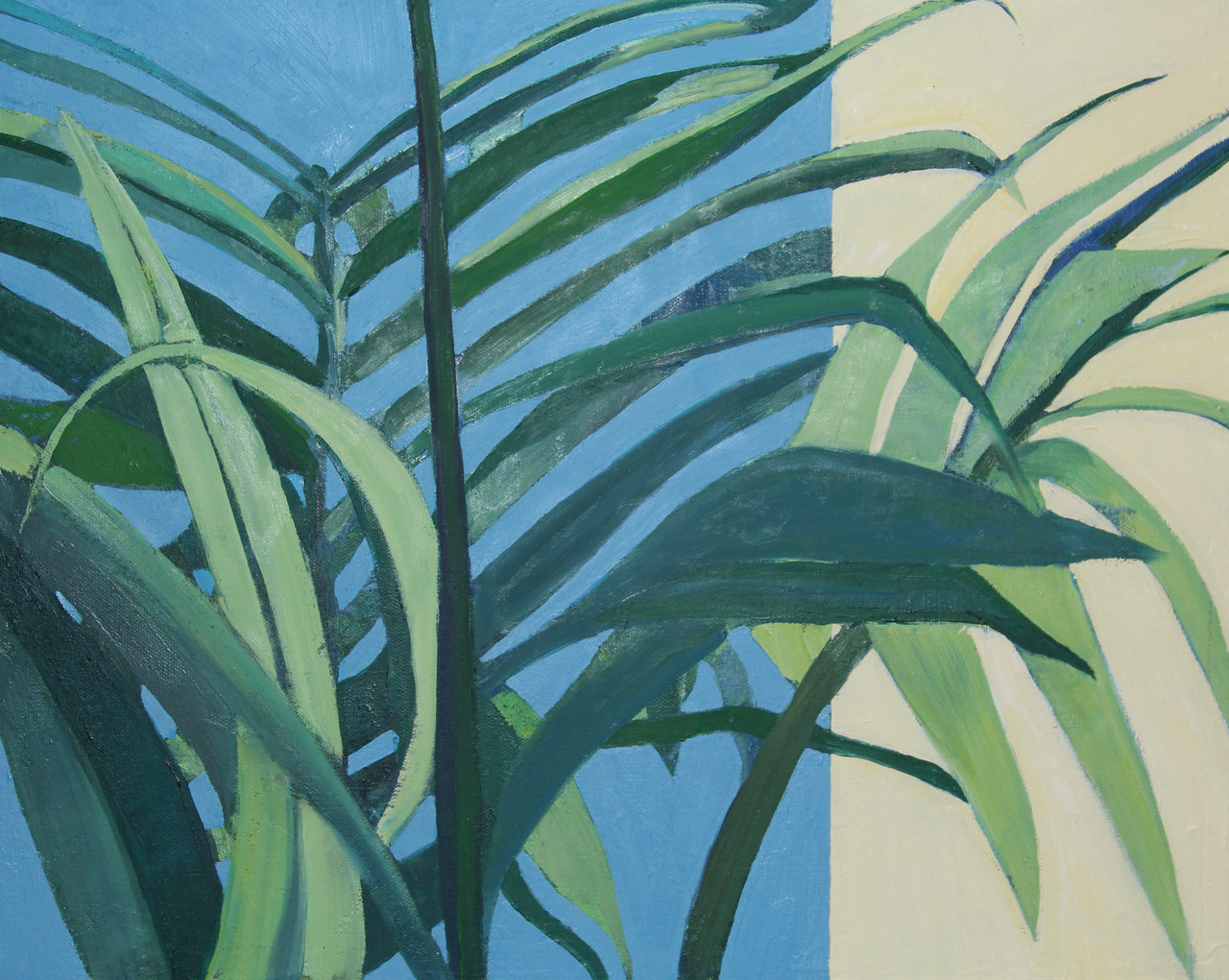 Brighton Smith, Palm and Sky, 2022, oil on canvas, 16” x 20"