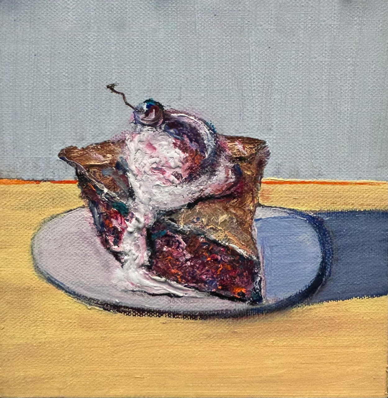 Clay Vorhes, Berry a’ la Mode, 2023, oil on linen, 6 x 6 inches