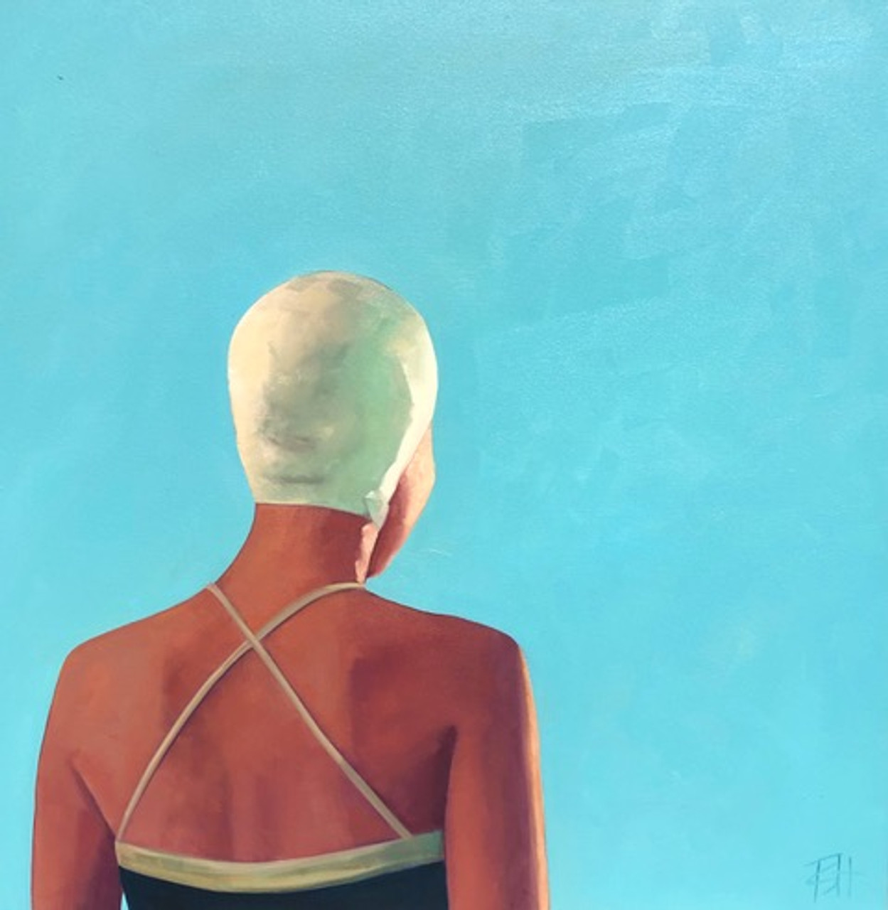 Tracey Harris, Swimmer in the Sunlight, Oil on canvas, 36" x 36” 2024