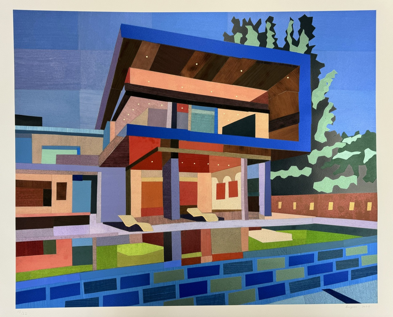 Andy Burgess, Lavender House, Screenprint by Andy Burgess, 15/22, 28 ” x 33”, frame size 32 ½” x 37 ½”  , 2024, $3,850, 3800, 32 x 37 Andy Burgess, Lavender House, Screenprint by Andy Burgess, 15/22, 28 ” x 33”, frame size 32 ½” x 37 ½”  , 2024, $3,850, 3800, 32 x 37