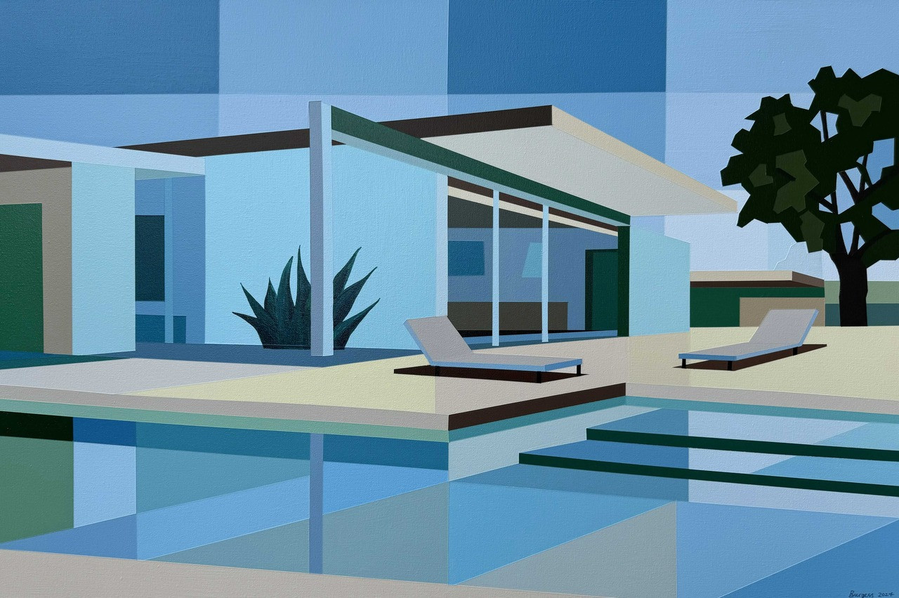 'Wexler in Blue' by Andy Burgess, 2024, acrylic on canvas, on display at Skidmore Contemporary Art, 24" x 36"