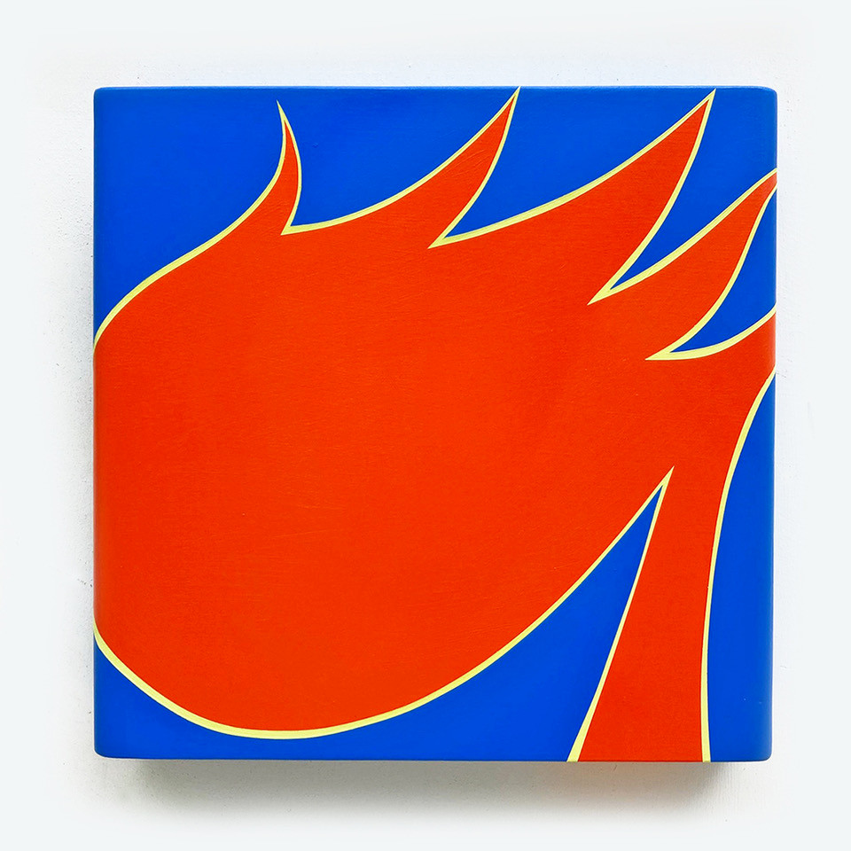 Kurt Herrmann, jazz suite, 2025, Acrylic on birch panel with rounded left and right edges, 11 x 11.5 x 2