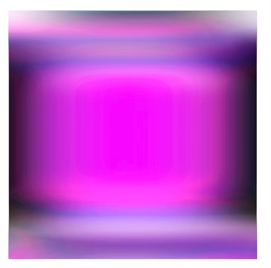 Bill Kane 22 x 22 inch lenticular Emanation artwork with luminous magenta, violet and lavender fields of abstract color and light.