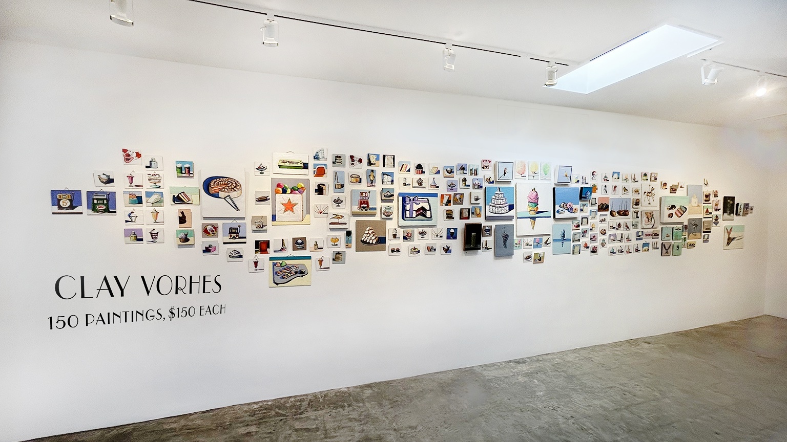 clay vorhes 150 paintings 150 each installation at Skidmore Contempoary Art in Laguna Beach California 2025