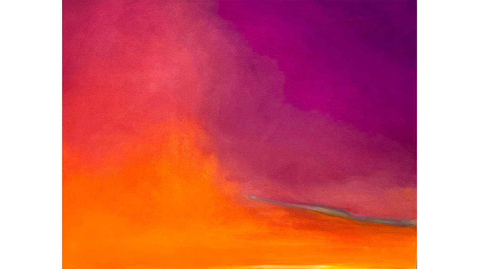 Brighton Smith Cloud of Fire contemporary abstract painting with vivid magenta purple and orange atmospheric sky composition