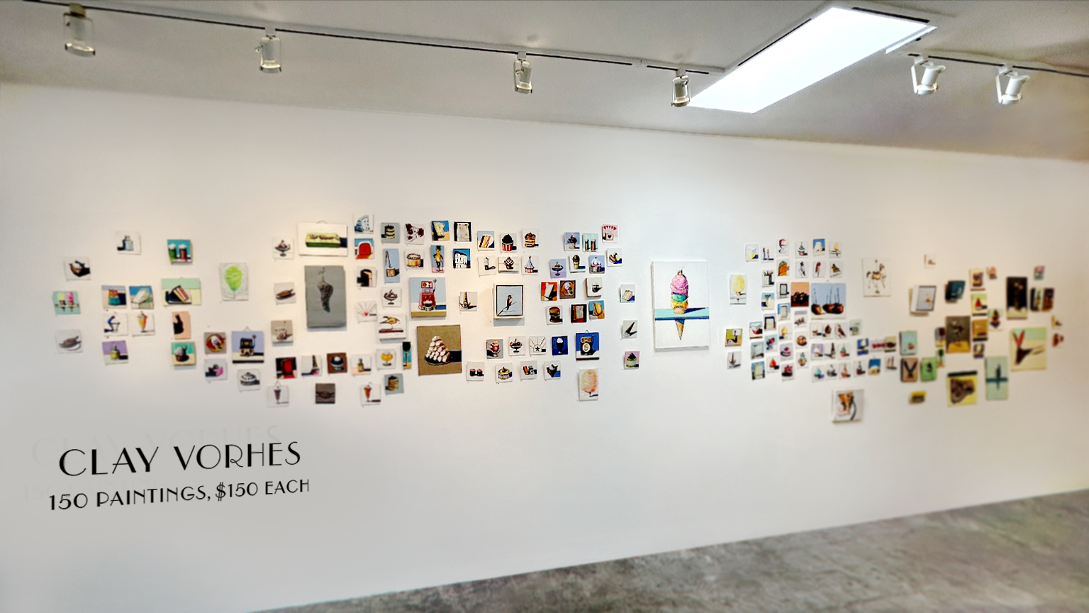 clay vorhes 150 paintings 150 each installation at Skidmore Contempoary Art in Laguna Beach California 2025