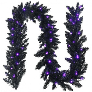 9 Feet Pre-lit Christmas Halloween Garland with 50 Purple LED Lights B593-CM23475 9 Feet Pre-lit Christmas Halloween Garland with 50 Purple LED Lights B593-CM23475
