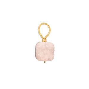 White druzy square - Gold L161-pendant white druzy square-gold
