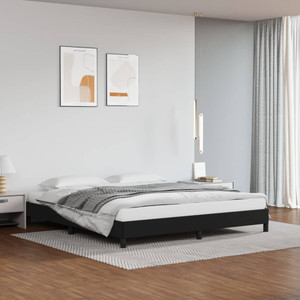 Bed Frame Black Faux leather, plywood, engineered wood King A949-346936