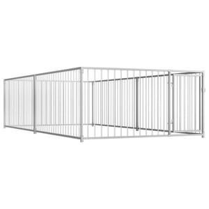 Dog Kennel Silver Steel 78.7 in x 157.5 in x 39.4 in Dog Kennel A949-144490