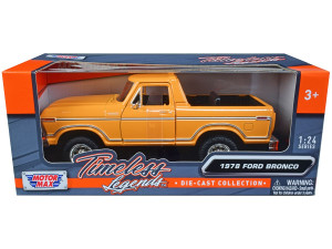 1978 Ford Bronco Custom (Open Top) Yellow with "Timeless Legends" Series 1/24 Diecast Model Car by  F977-79374y