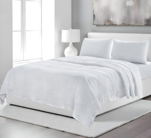 Four Piece White Linen Twin Sheet Set N270-520728