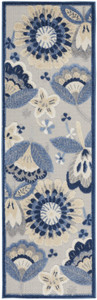 2' X 6' Blue And Grey Floral Non Skid Indoor Outdoor Runner Rug N270-479404