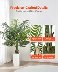 Artificial Areca Palm Tree 5 ft, Fake Palm Tropical Plants with White Tall Planter, Faux Floor Silk E415-RZRDZWSWK5FTDOZIW001V0