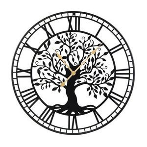 Large Wall Clock 27 Inch Tree of Life Big Metal Wall Clock-Black B593-HZ10365