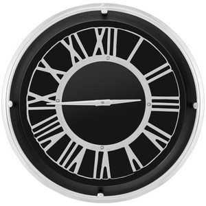13.5/17.5 Inch Silent Wall Clock with Silver Frame-L - Color: Black - Size: L D681-ES10289-L