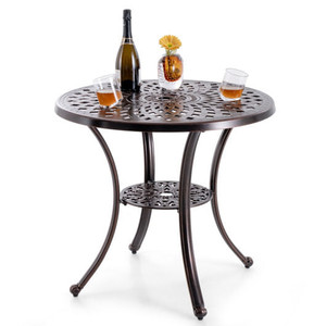 Patio Cast Aluminum Table 31 Inch Diameter Round Table with Umbrella Hole-Copper - Color: Copper D681-NP11473WN Patio Cast Aluminum Table 31 Inch Diameter Round Table with Umbrella Hole-Copper - Color: Copper D681-NP11473WN
