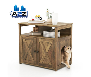 Stylish Cat Litter Box Enclosure With Barn Doors The Perfect Blend of Function & Home Décor