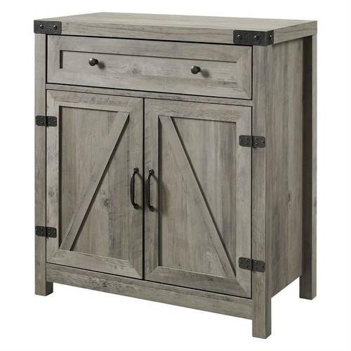 Rustic Farmhouse Barn Door Accent Storage Cabinet Grey Wash Q280-GWH981482