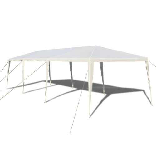 10 x 30 Feet Gazebo Canopy Tent with Connection Stakes and Wind Ropes - Color: White D681-OP3934