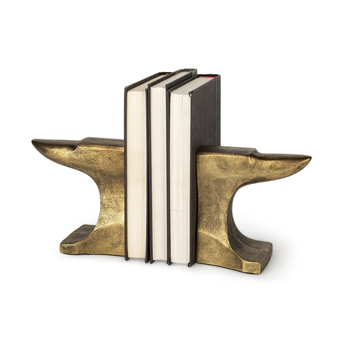 Distressed Brushed Gold Anvil Bookends N270-392134