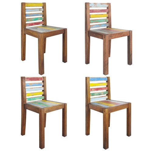 Dining Chair Set of 4 Multicolour Solid reclaimed wood Standard A949-326180