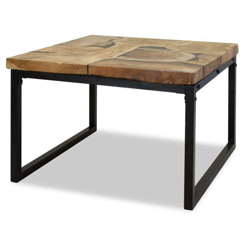 Coffee Table Black and Brown Real teak with black resin, Steel A949-244552