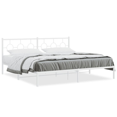 Bed Frame White Powder-coated steel Full Bed Frame Rectangular A949-376281