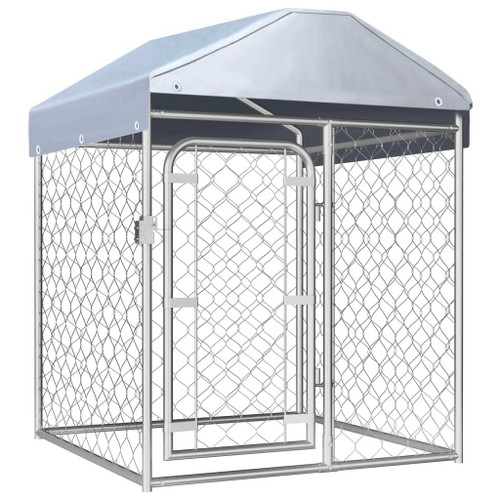Dog Kennel Silver Galvanized steel, Polyethylene Large Locks A949-144491