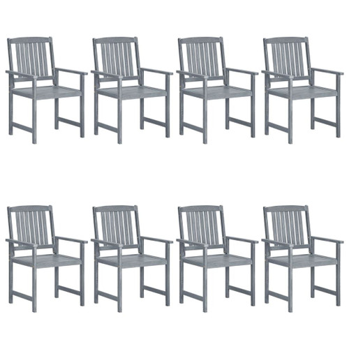 Garden Chair Set of 8 Grey Solid Acacia wood Medium Durable A949-3078206