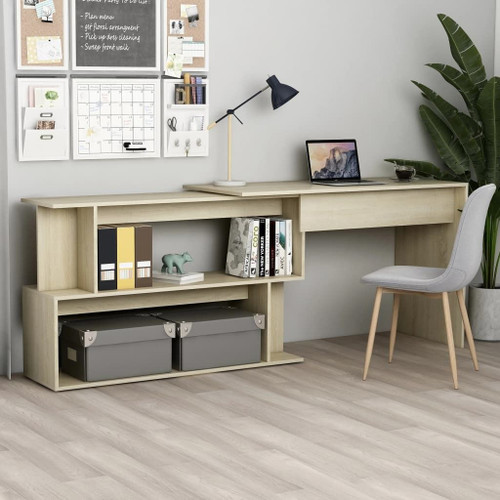 Desk Sonoma oak Engineered Wood 78.7x19.7x29.9 in Rotatable A949-801101
