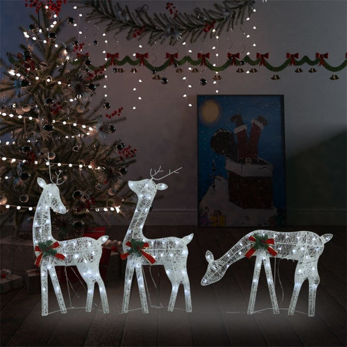 Christmas Reindeer Family 106.3"x2.8"x35.4" White Cold White Mesh A949-328506
