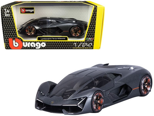 Lamborghini Terzo Millennio Dark Gray Metallic with Black Top and Carbon Accents 1/24 Diecast Model F977-21094gry